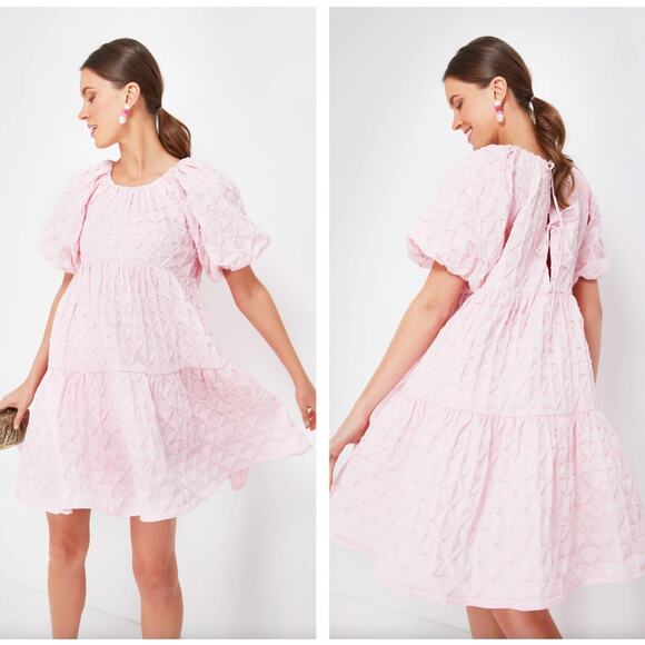 HYACINTH HOUSE x TUCKERNUCK Pink Diamond Textured Isabella Mini Dress {3T43} - Picture 1 of 7